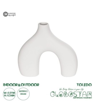 GloboStar® Artificial Garden TOLEDO 21251 Διακοσμητικό Κεραμικό Βάζo Λευκό Π27 x Μ6 x Υ24 cm